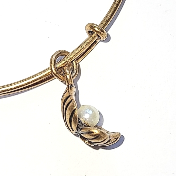 ALEX AND ANI OYSTER SHELL & PEARL BANGLE BRACELET - Picture 7 of 7